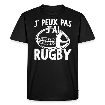 Rugby drôle disant joueur de rugby - T-shirt Premium bio Homme - noir - Devant - Nico (187cm)