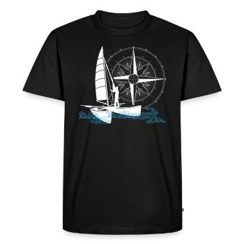 Catamaran voile double coque bateau deux coques - T-shirt Premium bio Homme - noir - Devant - Nico (187cm)