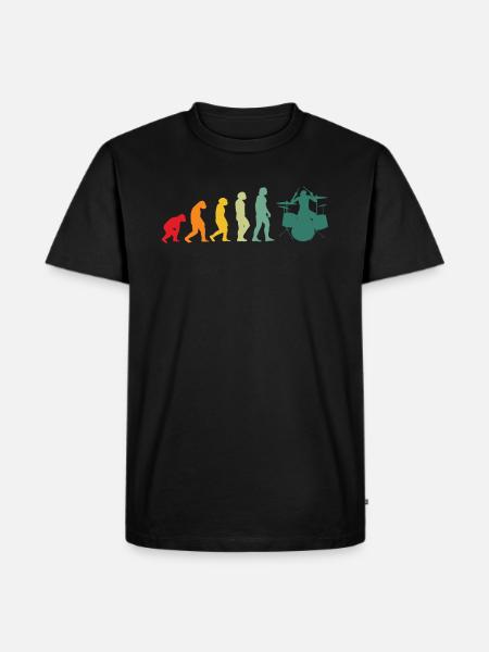 Trommes evolution trommeslager musiker - Herre Premium økologisk T-shirt - sort