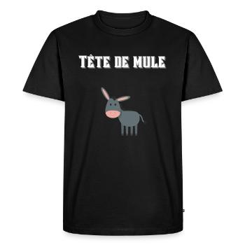 Tête de mule ! 🐴🐎 - T-shirt Premium bio Homme - noir - Devant - Nico (187cm)