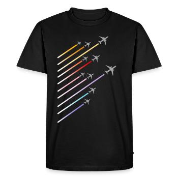 Fly Fly Fly Airport Flughafen Pilot - Men's Premium Organic T-Shirt - black - Front - Nico (187cm)