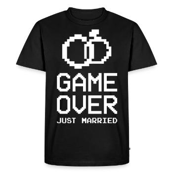 Pixel Retro Gaming - Game Over - Juste marié - - T-shirt Premium bio Homme - noir - Devant - Nico (187cm)