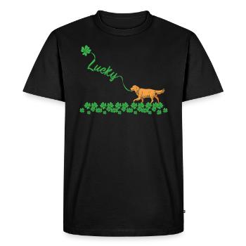 Happy Golden Retriever Dog St. Patrick's Day - Men's Premium Organic T-Shirt - black - Front - Nico (187cm)