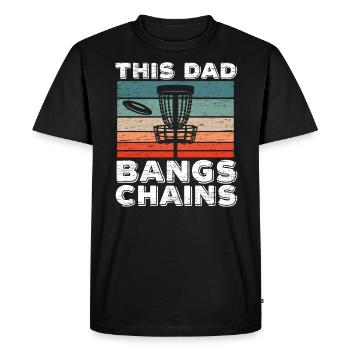 This Dad Bangs Chains Disc Golf Fathers Day Sport - Men's Premium Organic T-Shirt - black - Front - Nico (187cm)
