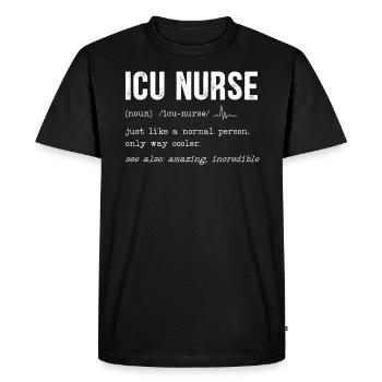 Infirmier intensif - T-shirt Premium bio Homme - noir - Devant - Nico (187cm)