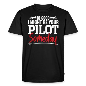 Je pourrais un jour être votre pilote Son avion - T-shirt Premium bio Homme - noir - Devant - Nico (187cm)