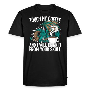 Touch My Coffee Caffeine Addict Dragon Mythical - Men's Premium Organic T-Shirt - black - Front - Nico (187cm)