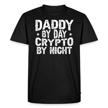 Papa Jour Crypto Dans La Nuit Trader Crypto - T-shirt Premium bio Homme - noir - Devant - Nico (187cm)