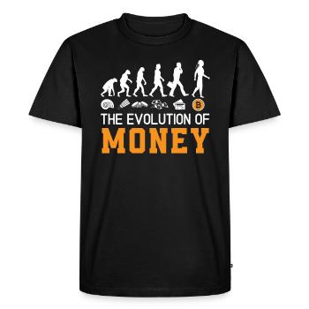 L’évolution de l’argent Crypto-monnaie Bitcoin - T-shirt Premium bio Homme - noir - Devant - Nico (187cm)