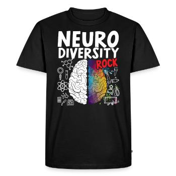 Neurodiversité Rocks Rainbow Brain Autism ASD TDAH - T-shirt Premium bio Homme - noir - Devant - Nico (187cm)