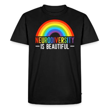 Neurodiversity Is Beautiful Infinity Rainbow ADHD - Men's Premium Organic T-Shirt - black - Front - Nico (187cm)