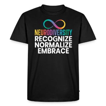 Reconnaître Normaliser embrasser neurodiversité autisme - T-shirt Premium bio Homme - noir - Devant - Nico (187cm)