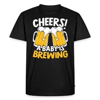 Cheers A Baby Is Brewing Annonce de grossesse - T-shirt Premium bio Homme - noir - Devant - Nico (187cm)