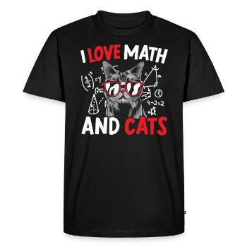 I Love Math And Cats Mathematics Teacher - Men's Premium Organic T-Shirt - black - Front - Nico (187cm)
