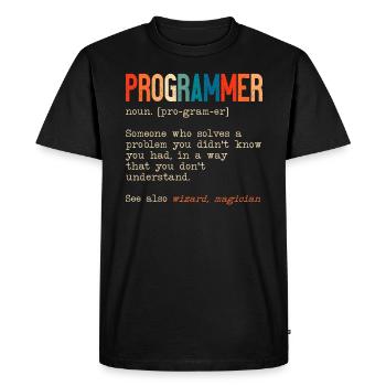 Funny Programmer Definition Software Developer - Men's Premium Organic T-Shirt - black - Front - Nico (187cm)