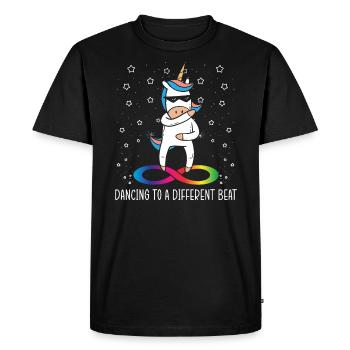 Dancing To A Different Beat Neurodiversity Unicorn - Men's Premium Organic T-Shirt - black - Front - Nico (187cm)