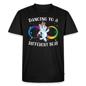 Dancing To A Different Beat Neurodiversity Unicorn - Men's Premium Organic T-Shirt - black - Front - Nico (187cm)