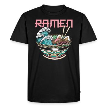 La Grande Vague au large de Kanagawa Ramen Eater Noodle - T-shirt Premium bio Homme - noir - Devant - Nico (187cm)