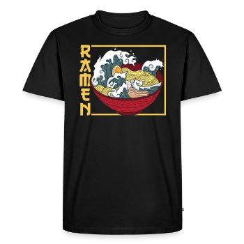 La Grande Vague au large de Kanagawa Ramen Eater Noodle - T-shirt Premium bio Homme - noir - Devant - Nico (187cm)