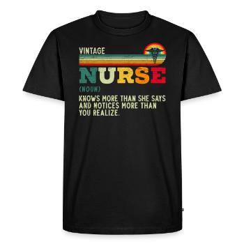 Infirmière vintage définition hôpital - T-shirt Premium bio Homme - noir - Devant - Nico (187cm)