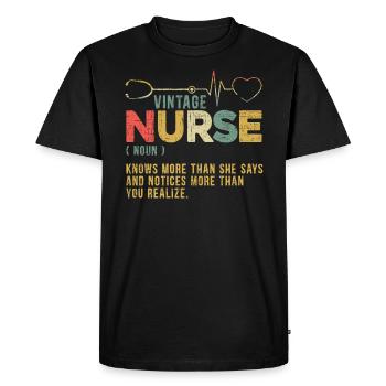 Infirmière vintage définition hôpital - T-shirt Premium bio Homme - noir - Devant - Nico (187cm)