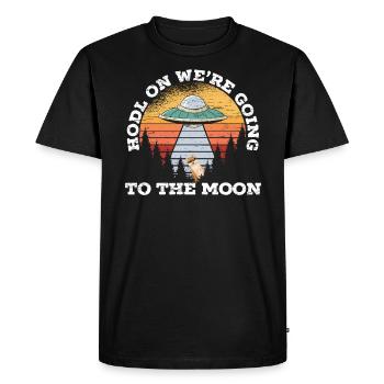 Continue We Go To the Moon Dogecoin Crypto - Men's Premium Organic T-Shirt - black - Front - Nico (187cm)