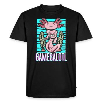 Kawaii Gamesalotl Gamer Axalotl Walking Fish - T-shirt Premium bio Homme - noir - Devant - Nico (187cm)