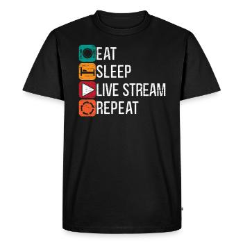 Eat Sleep Live Stream Repeat Online Streaming - T-shirt Premium bio Homme - noir - Devant - Nico (187cm)