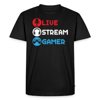 Live stream gamer Live streaming Online - T-shirt Premium bio Homme - noir - Devant - Nico (187cm)