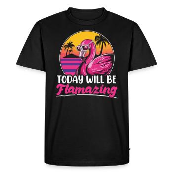 Today Will Be Flamazing Pink Flamingo Whisperer - Men's Premium Organic T-Shirt - black - Front - Nico (187cm)