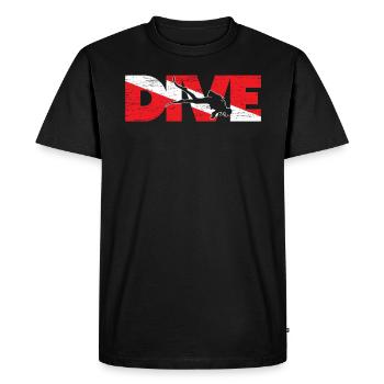 Dive Flag Diver Down Aquaholic Scuba Diving Ocean - T-shirt Premium bio Homme - noir - Devant - Nico (187cm)