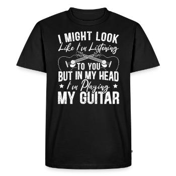 In My Head I Play Guitar Guitarist - Men's Premium Organic T-Shirt - black - Front - Nico (187cm)