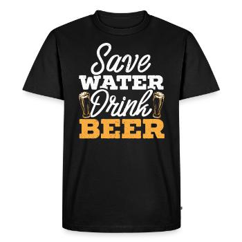 Save Water Drink Beer Drinking Drunk Alcoholic - Men's Premium Organic T-Shirt - black - Front - Nico (187cm)
