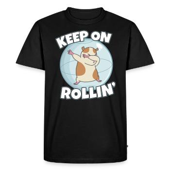 Keep On Rolling Hamster propriétaire - T-shirt Premium bio Homme - noir - Devant - Nico (187cm)