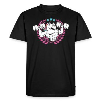 Weightlifting Unicorn Fitness Gym Lover - Men's Premium Organic T-Shirt - black - Front - Nico (187cm)