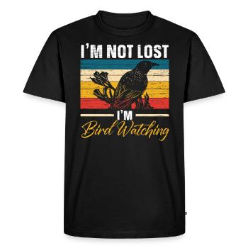 I'm Not Lost I'm Birdwatching Birding Bird Owner - Men's Premium Organic T-Shirt - black - Front - Nico (187cm)