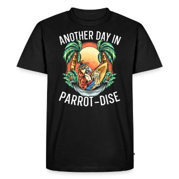 Another Day In Parrot-Dise Parrot Talking Bird - Men's Premium Organic T-Shirt - black - Front - Nico (187cm)