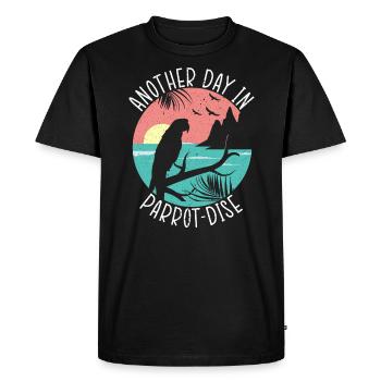 Another Day In Parrot-Dise Parrot Saying - Men's Premium Organic T-Shirt - black - Front - Nico (187cm)