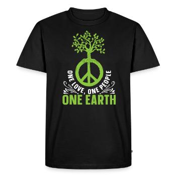 Un amour Un peuple Une terre Journée mondiale de la paix - T-shirt Premium bio Homme - noir - Devant - Nico (187cm)