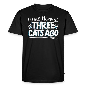 J’étais normal Il ya 3 chats maman - T-shirt Premium bio Homme - noir - Devant - Nico (187cm)