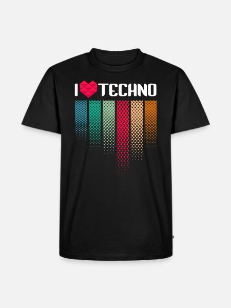I Love Techno Musik Raver - Männer Premium Bio T-Shirt - Schwarz