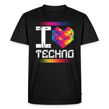 I Love Techno Musique Raver - T-shirt Premium bio Homme - noir - Devant - Nico (187cm)