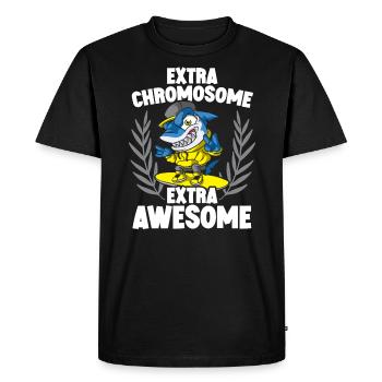 Syndrome extra chromosome Extra Awesomes Down - T-shirt Premium bio Homme - noir - Devant - Nico (187cm)