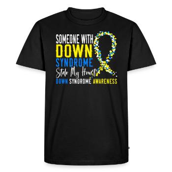 Quelqu’un avec le syndrome de Down A Volé Mon coeur - T-shirt Premium bio Homme - noir - Devant - Nico (187cm)