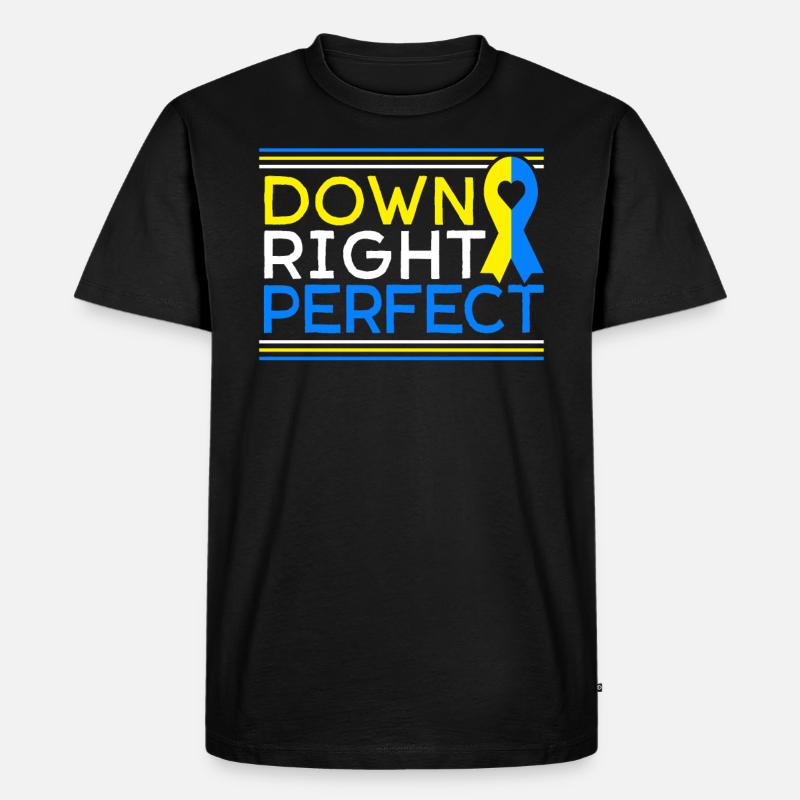 Down Right Perfect Down Syndrom - Männer Premium Bio T-Shirt - Schwarz