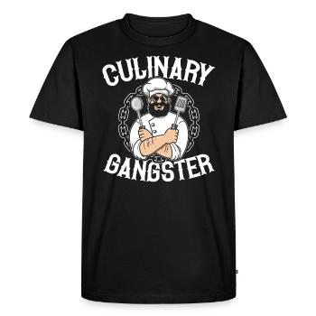 Gangster culinaire Cuisinier Maître Chef Chapeau Cuisinier - T-shirt Premium bio Homme - noir - Devant - Nico (187cm)