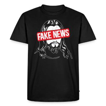 Fake News Anti-Religion Athée agnostique - T-shirt Premium bio Homme - noir - Devant - Nico (187cm)