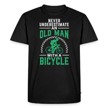 Ne sous-estimez jamais un vieil homme avec un vélo - T-shirt Premium bio Homme - noir - Devant - Nico (187cm)