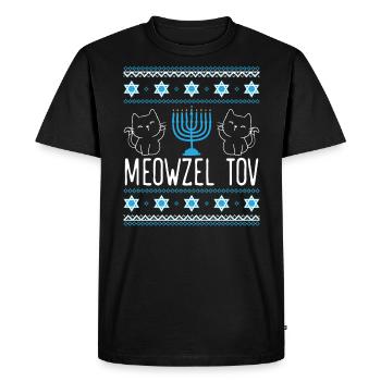 Meowzel Tov Menoarah Hanukkah Cat Jewish Kitty - Men's Premium Organic T-Shirt - black - Front - Nico (187cm)