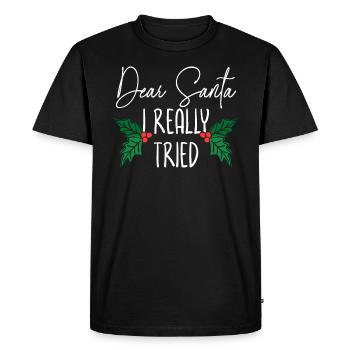 Lieber Weihnachtsmann, ich habe Weihnachten wirklich ausprobiert - Männer Premium Bio T-Shirt - Schwarz - Vorne - Nico (187cm)